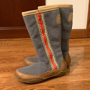 SOREL Gray Wool Zip-Up Boots, Sz 7